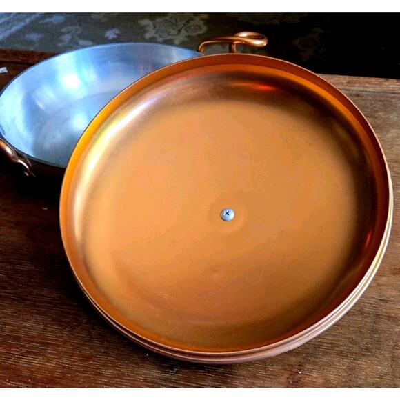 Vtg Ware-Ever Aluminum Cooking Serving Copper Lid Handles 9" Diameter MCM - Picture 7 of 9
